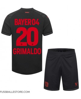 Günstige Bayer Leverkusen Alejandro Grimaldo #20 Heimtrikotsatz Kinder 2023-24 Kurzarm (+ Kurze Hosen)